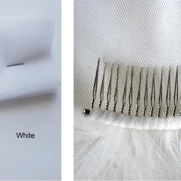 White fingertip veil bridal - Picture 3 of 5